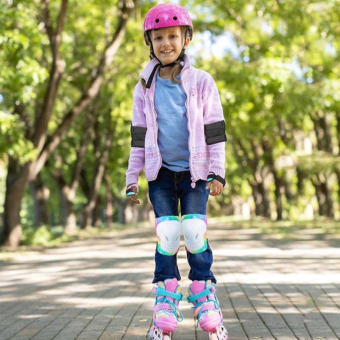 Kids Knee and Elbow Pads Set, 7 in 1 Skating Protective Gear for Skateboard, Roller Skating, Scooter, Cycling, 3-8 Years