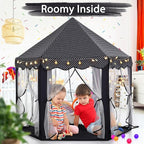 Monobeach Princess Tent Girls Black Large Playhouse Kids Castle Play Tent with Star Lights Gift Toy for Children Indoor and Outdoor Games