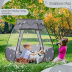 Baby Ball Pit for Toddler with 50 Balls, Kids Pop Up Play Tent for Girls, Princess Toys Gifts for Children Indoor & Outdoor Playhouse (Black: Gray/White/Babyblue, 109x90cm/50 Balls)