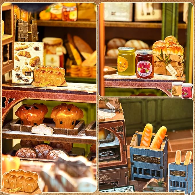 CUTEBEE Book Nook Kit - DIY Miniature House Bakery Dessert Shop Dollhouse Kit for Adults, Booknook Tiny House Bookshelf Decor 3D Wooden Puzzle, Gifts for Family, Friends (Mrs.Hunt Bakery)