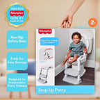 Fisher-Price™ Potty Training Seat with Step Stool Ladder, 2-in-1 Potty Training Toilet for Toddlers with Splash Guard, Anti-Slip Pads, Cushioned Seat (Gray)