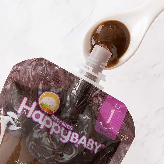 Happy Baby Clearly Crafted, Organic Baby Food, Stage 1, Prunes, 3.5oz Clear Pouch (16 Count)