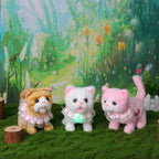 Easfan 7" Walking Plush Kitty Toy Stuffed Animal Electric Interactive with Dress Talking Musical Cute Plush Toy White Cat Tail Wagging Christmas Birthday Gifts for Kids Toddlers