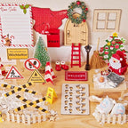SUNBEAUTY Dollhouse Christmas Decorations Elf Door Kit Dollhouse Accessories with Miniature Christmas Tree Fairy Door Santa Claus Snowflake DIY Miniature House Kit Xmas Decor