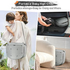 4 in 1 Portable Baby High Chair,Convertible Highchair for Babies & Toddlers-Foldable Infant Booster Seat,Carry Small Box,Dining Chair,Toddler High Chair with 5-Point Harness,Removable Tray-Grey