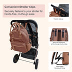 JESSIE & JAMES Saturday EDC Diaper Bag Backpack Multi Function Diaper Bag with Changing Pad & Stroller Straps_Brown