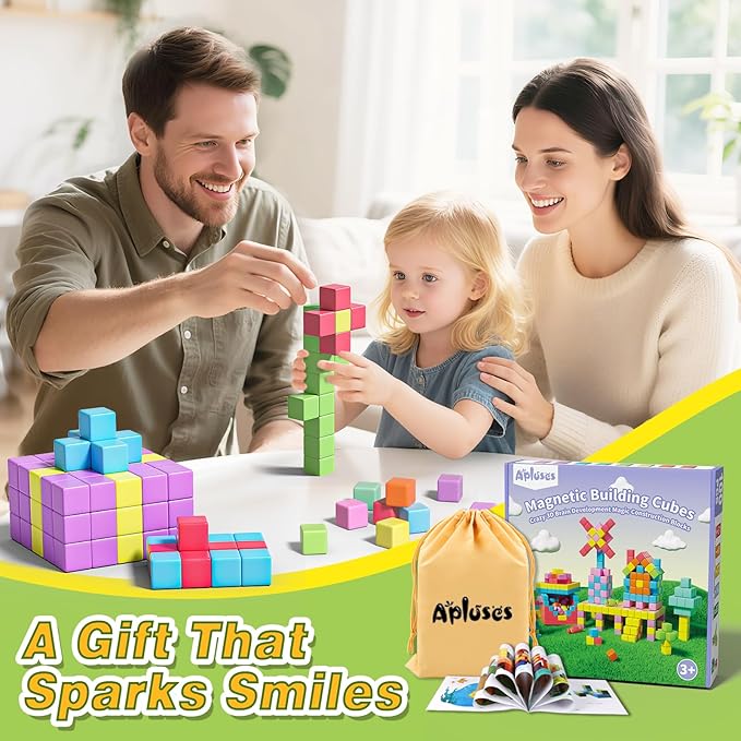 Magnetic Blocks for Toddlers Toys, Magnetic Building Cubes Toy for Sensory STEM Autism Education Preschool, Magnet Toys for 3 4 5 6 Year Old, Birthday Gifts Games for Boys Girls