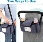 Accmor Universal Stroller Organizer with Insulated Cup Holder and Shoulder Strap, Stroller Bag Caddy Organizer Stroller Accessories for Uppababy, Baby Jogger, Nuna, Doona, Britax Strollers