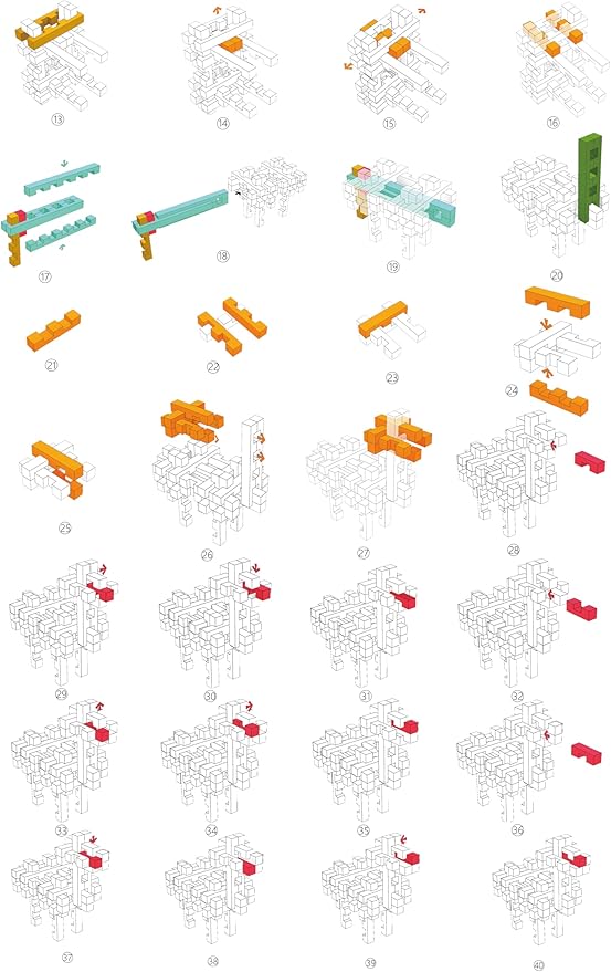 Toy Camel STEM Wooden Building Blocks -Chinese Mortise and Tenon Assembled into Various Shapes,Educational Toy Gifts for Kid and Classroom,Montessori STEM Toys for Ages 5+ and Teens-37 Pcs