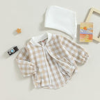 Douhoow Toddler Baby Plaid Jacket Baby Boy GIrl Flannel Hoodies Zip Up Hooded Fall Winter Outerwear Coat