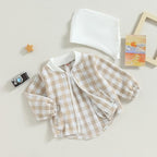 Douhoow Toddler Baby Plaid Jacket Baby Boy GIrl Flannel Hoodies Zip Up Hooded Fall Winter Outerwear Coat