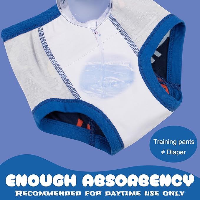 BIG ELEPHANT 10-Packs Training Underwear Absorbent Toddler Potty Trained Pants for Boys and Girls, 12 Months - 9 Years