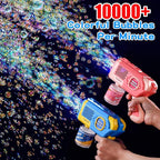 EagleStone 2 Pack Bubble Gun Machine for Kids, Automatic Light Up Bubble Blower with 4 Bottles 10 Bags Refill Solution, Bubble Guns Blaster for Toddlers, Outdoor Toys Gifts, Wedding Easter Party Favor