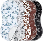 5 Pack Vintage Western Baby Burp Cloths Soft Absorbent Burping Rags for Newborns 19"x9" Spit up Cloths for Boy Girl Newborn Baby Shower Registry Gifts Set Nursery Decor
