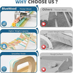 BlueWood 10-in-1 Pikler Triangle Set, Toddler Climbing Toys Indoor, Montessori Climber, Baby Jungle Gyms with Arch, Extra Rope Ladder & Footprint Balance Beam - Rose Garden