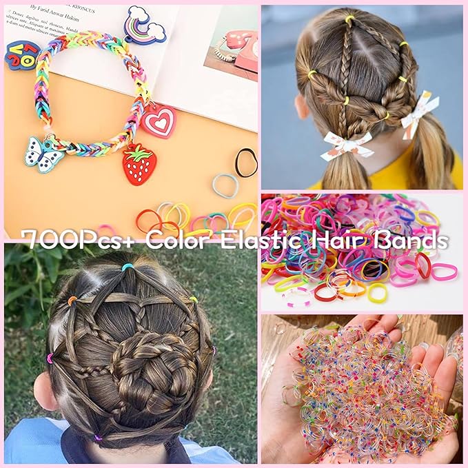 923 Pcs Toddler Hair Accessories - Baby Girls Elastic Ties, Soft Rubber Bands With Bow Clips, Claws - Assorted Supplies for Little One Kids With Thin Hair