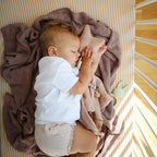 mushie Extra Soft Muslin Fitted Crib Sheet | 192 Thread Count | 28"x 52" (Natural Stripe)