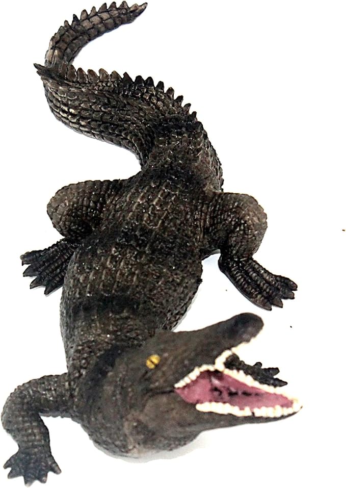 FUNSHOWCASE African Jungle Animals Black Nile Crocodile Toy Figure Realistic Plastic Figurine Height 2.5-inch