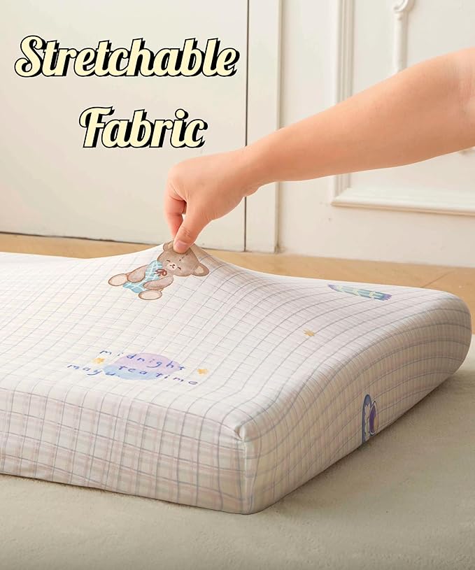 SDY Jersey Crib Sheets for Baby Girls,52"x28"X8", Pink Kawaii Bear Standard Oval/Retangle Crib Mattress Sheets for Toddler,Super Soft Breathable