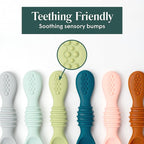 Simka Rose Silicone Baby Spoons Self Feeding (6 Pack)- First Stage Infant Spoons for Babies & Toddlers- Baby Led Weaning Shallow Spoons- Easy on Gums- 6 Months+ -Dishwasher Microwave Safe