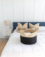 OrganiHaus Woven Laundry Basket, Large Cotton Rope Blanket Holder with Handles, Soft & Sturdy Nursery Hamper, Decorative Toy Bin for Living Room Organization 20x13 inches - Black/Honey