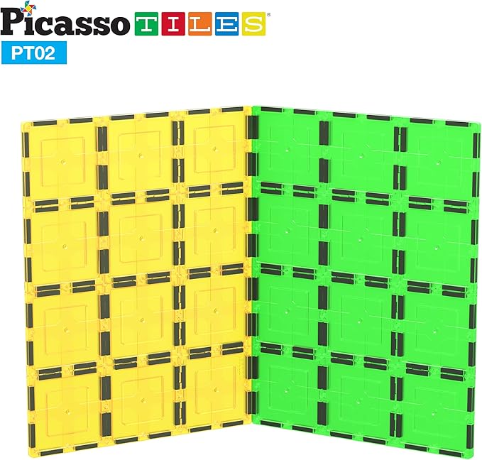 PicassoTiles Kids Toy Magnetic Building Blocks Magnet Tiles Supersized 2pc Large Stabilizer Base Jumbo XL Plate Foundation Education Construction Kit Engineering STEM Children Learning Stacking Set