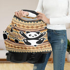 Binienty Breathable Car Seat Covers for Babies Newborns,Aztec Nation Panda Pattern Nursing Cover Breastfeeding Scarf Breathable Stroller Cover for Sun