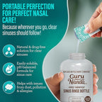 GuruNanda Sinus Rinse Bottle & Saline Premixed Packets 120ct - All Natural Sinus Rinse Packets to Help with Allergies & Congestion Relief, 0.08oz Each