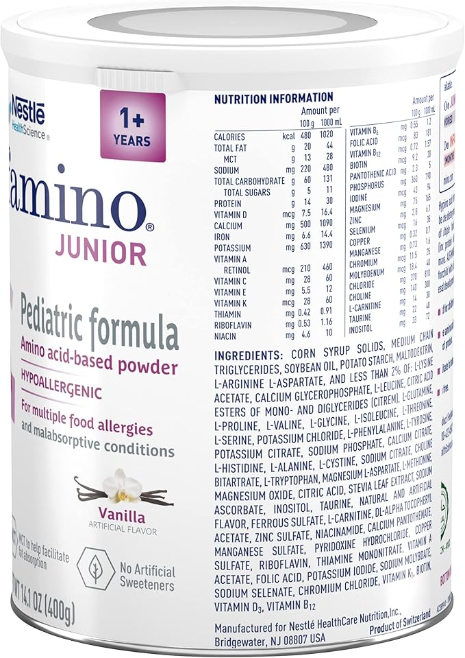 Alfamino Junior Amino Acid Based Pediatric Powder Formula, Vanilla, 14.1 oz
