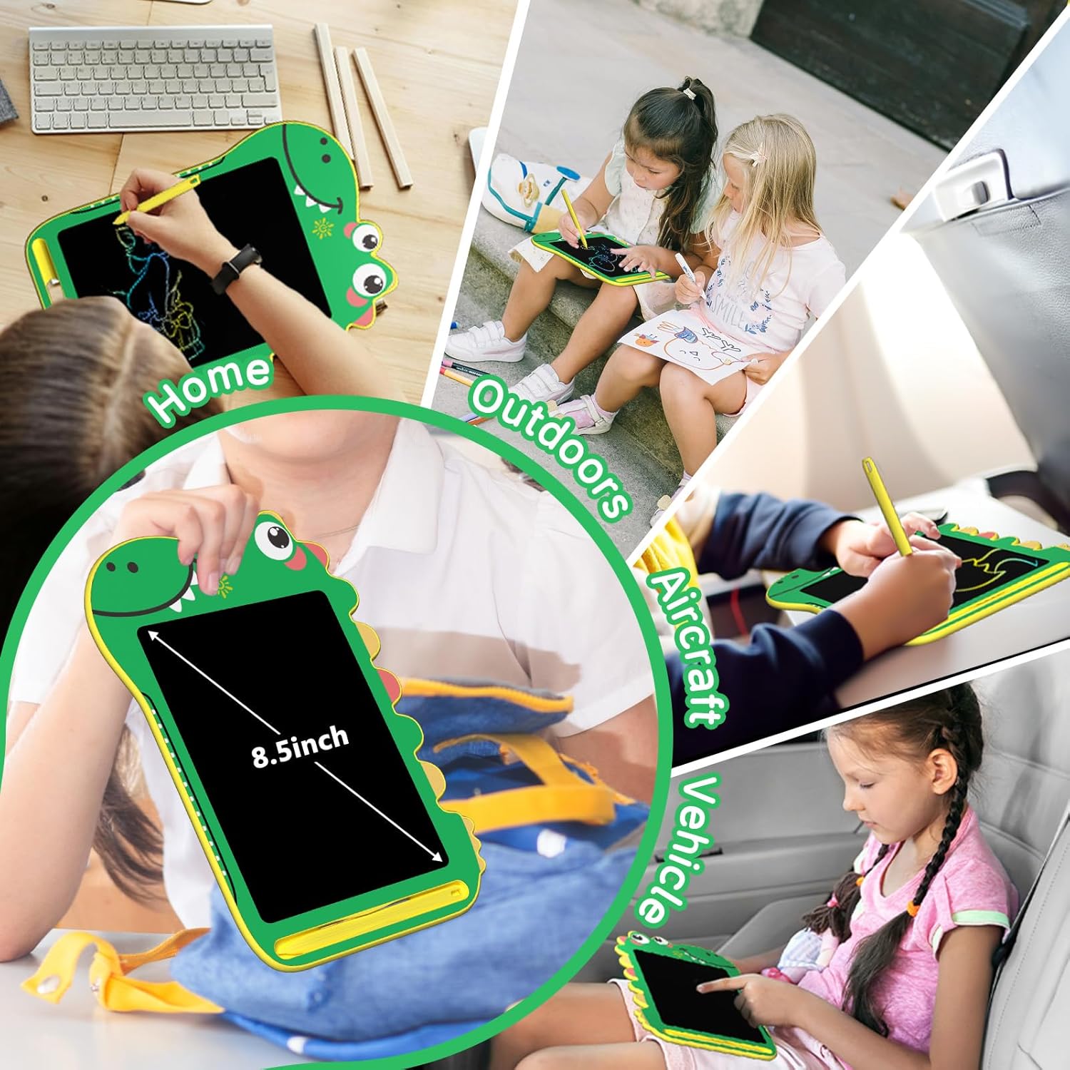 BKM LCD Writing Tablet for Kids, Educational Toddler Toys, Colorful Doodle Board Drawing Tablet with Screen Lock & Erase Button, Dinosaur Toys for Ages 3-8, Birthday Gifts for Boys Girls,8.5 inch