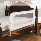 Bed Rail for Toddlers, Baby Bed Rail Guard for Kids, Toddler Bed Rails with Reinforced Anchor Fit, Height Adjustable & Foldable Bed Rail Guard for Twin, Full, Queen & King Beds (White, 59IN)