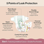 The Honest Company Clean Conscious Diapers for Delicate Skin | Up to 100% Leakproof | Hypoallergenic, Fragrance Free | Gender Neutral | Club Box, Size 1 (8-14 lbs), 78 Count (Prints May Vary)