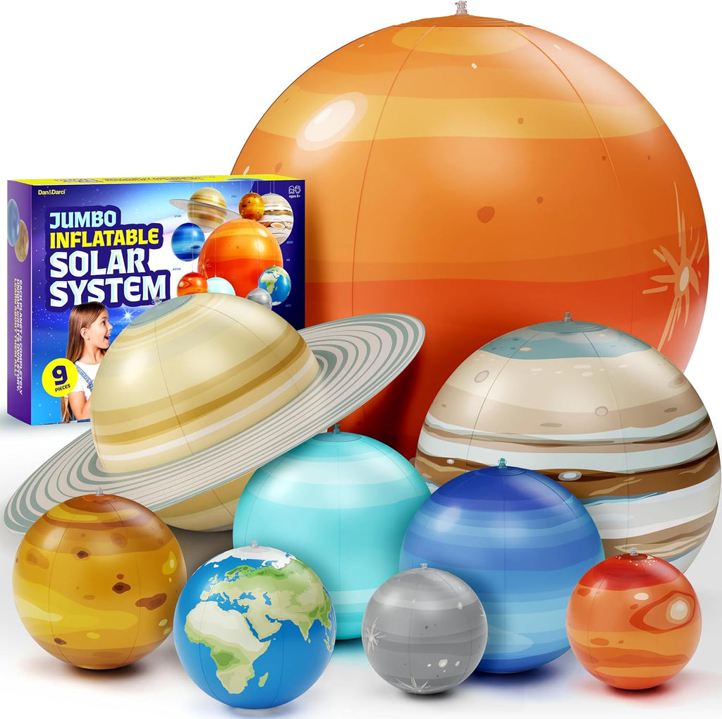 Dan&Darci Inflatable Solar System Planets for Kids - Science Toys - Boys Room Decor Ceiling - Space Gifts - Outer Space Themed Party Decorations - Astronomy Gifts 5-7, 6-8, 8-12 Years Classroom