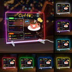 LED Note Board with Colors, 13.7"X10" 4 Modes &7 Colors Acrylic Dry Erase Boards with Light, Include Adapter, Hanging Chain, Led Drawing Board for Kids with Stand,7 Markers, Spray Bottle