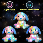 Hopearl Colorful LED Plush Puppy Lighting Up Dog Stuffed Animal Floppy Pup Night Lights Glow in The Dark Birthday Festival for Kids Toddler Girls, Rainbow, 10.5''