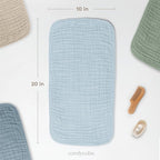 Comfy Cubs Muslin Burp Cloths 20" x 10", Pack of 10 - Large, 6-Layer, Ultra Absorbent 100% Cotton for Baby Drool and Messes - Soft, Safe & Gentle Baby Burp Cloths for Boys & Girls - Sky Blue