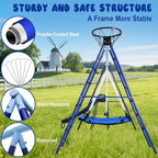 600lbs 6-in-1 Kids Swing Set, Backyard Playset with Belt & Platform Swings, Slide, Climbing Net, Basketball Hoop, Heavy-Duty A-Frame Metal Stand & 6 Anti-Tilt Stakes, Outdoor Gym for Ages 4-12