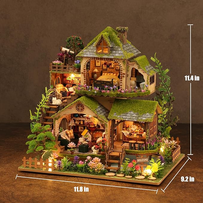 Lannso DIY Dollhouse Miniature Kit, Doll House Kit, Mini Handmade Wooden Dollhouse Toys for Adult Gift (EA002)