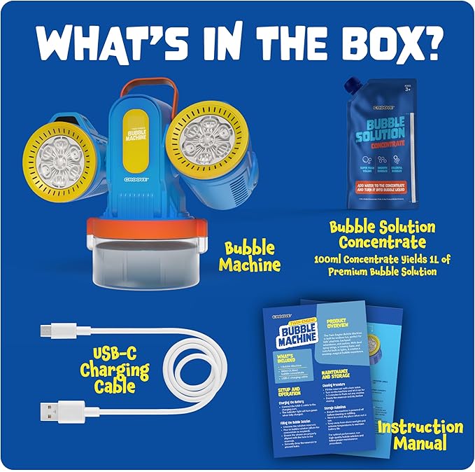 Rechargeable Bubble Machine for Kids,180° Rotation 10,000+ Big Bubbles Per Minute, Boy Birthday Gift, Outdoor Toys, Summer Games & Activities, Gifts for Toddlers, Boys & Girls Age 3,4,5,6,8+ Year Old