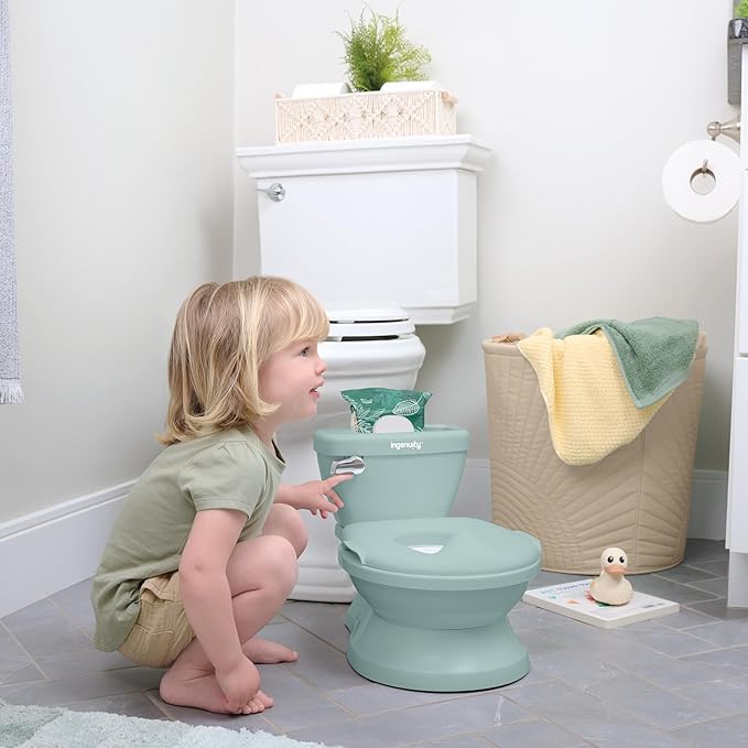 Ingenuity My Size Potty Pro in Green, Infant Potty Training Toilet, Lifelike Flushing Sound, for Ages 18 Months, Up to 50 Pounds