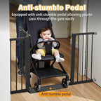 Mumeasy Baby Gate for Stairs - 29.6-46" Auto Close Dog Gate for Doorways, Extra Wide Child Gate Indoor, Walking Through Safety Gate for Kid, Pet Gates No Drilling Black, Mom's Choice Awards Winner