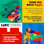 Big Blocks for Kids Ages 4-8, Indoor & Outdoor Blocks for Kids Jumbo Games, Large Building Blocks (24 PC) Beginner Set