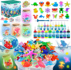 116PCS Magic Glow-in-The-Dark Gel Water Fairy Toy, Aqua DIY Elf Set with 18 Shape Molds, 100ml Gels, Water Squishy Kit, Make 150+ Water Animals,Christmas Birthday Gift, Arts Crafts STEM Kit for Kid