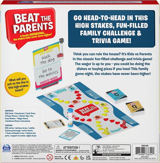 Spin Master Games Beat The Parents Classic Family Trivia Game, Kids vs Parents for Ages 6 and up