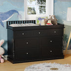 Baby Dresser with Changing Table Top, Black Dresser for Nursery with 7 Storage Drawers, Multi-Functional Baby Changing Table, Modern Diaper Nursery Dressers Station for Kids Bedroom