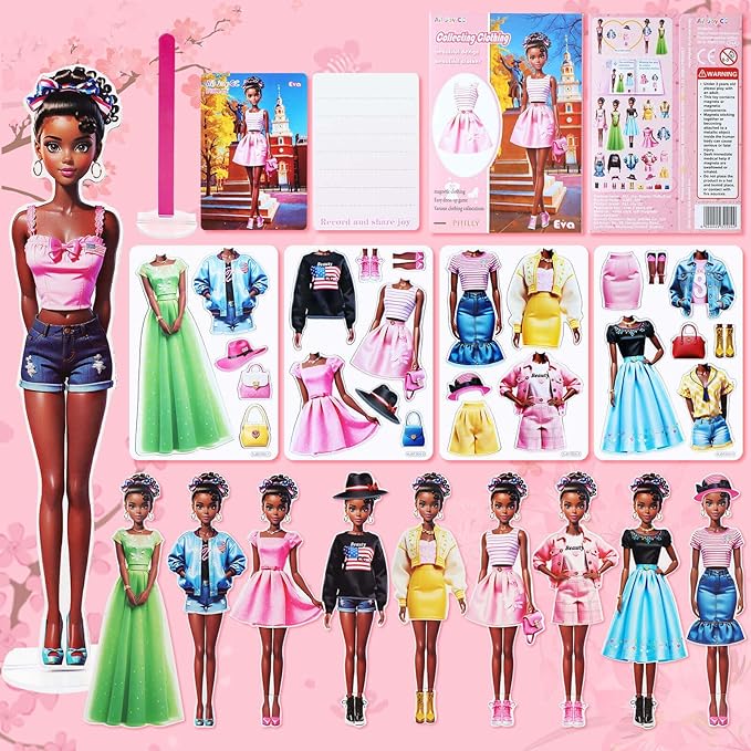 Magnetic Dress Up Dolls, Magnetic Princess Dress Up Paper Dolls, Magnetic Dress Up Dolls for Girls Ages 4-10 Learning Created Imagine Set Birthday Gift (Eva)