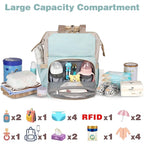 Jiefeike Girls Diaper Backpack,Travel Backpack Diaper Bag for Dad Mom Baby Boys,Insulated Pockets Portable Baby Nappy Bags with USB Charging Port,RFID Anti-Theft Water-Resistant Pocket Stroller Straps