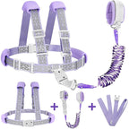 Accmor 3 in1 Toddler Harness Leash, Reflective kid Harness with Anti Lost Wrist Link, Harness Leash for Toddlers, Child Walking Harness kids Leash Wristband Rope Belt with Lock for Baby Girls (Purple)