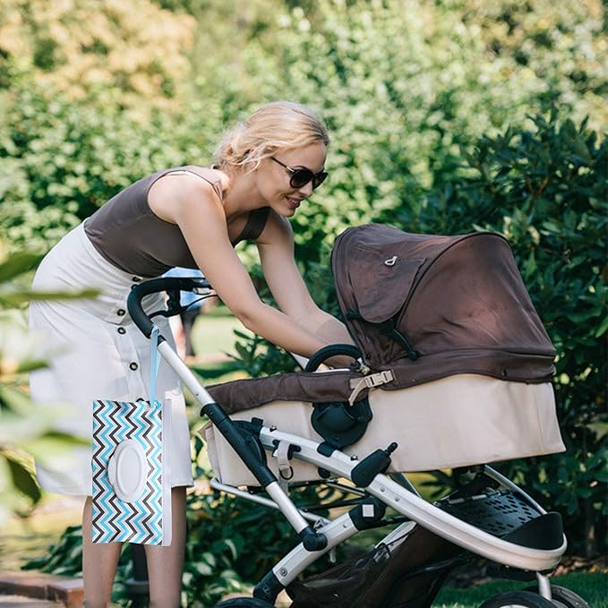 FEBSNOW 4 Pack Baby Wipe Dispenser, Portable Refillable Wipe Holder, Baby Wipes Container, Wipe Dispenser, Reusable Travel Wet Wipe Pouch (Geometric)