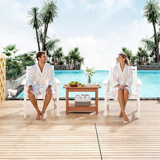 Waterproof Shower Bench, 24" Poly Lumber Shower Stool for Shaving Legs, Shower Chair Seat with Storage Shelf and Handles, Bathroom Bench for Inside Shower, Non-Slip (Brown)